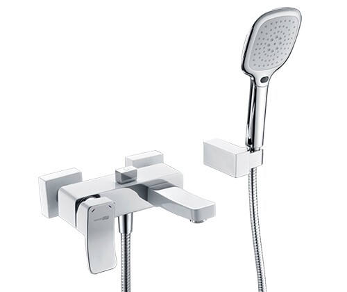 Aller 1061WHITE Einhand-Wannenmischer mit Brause